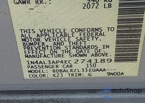 2014 Nissan Altima 2.5/2.5 S/2.5 Sl/2.5 Sv из США, поврежденный, VIN 1N4AL3AP4EC274189